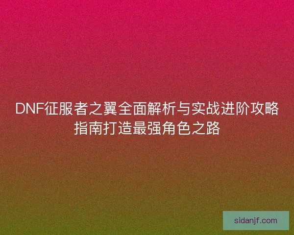 DNF征服者之翼全面解析与实战进阶攻略指南打造最强角色之路