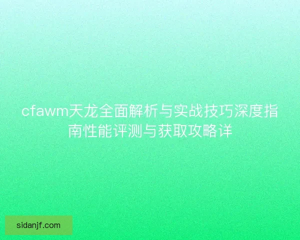cfawm天龙全面解析与实战技巧深度指南性能评测与获取攻略详